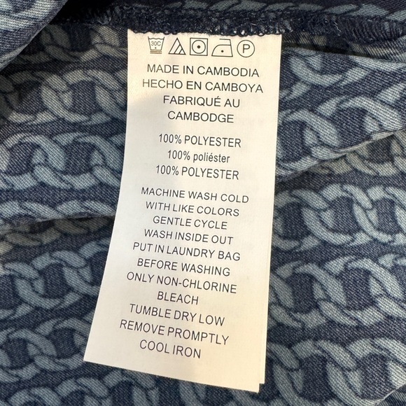 Michael Kors Chain Print Blue Front Faux Wrap Blouse (S) - Picture 8 of 8